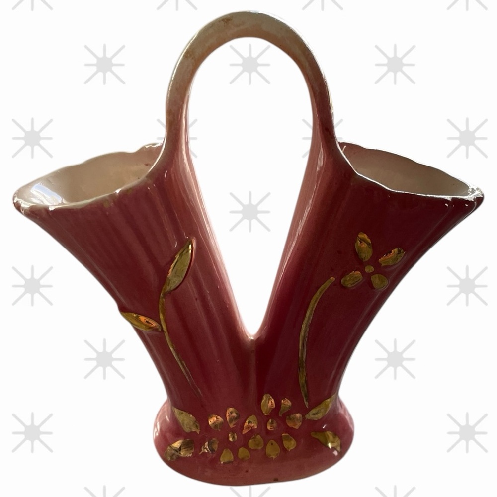 Vintage small glass vase 23K gold